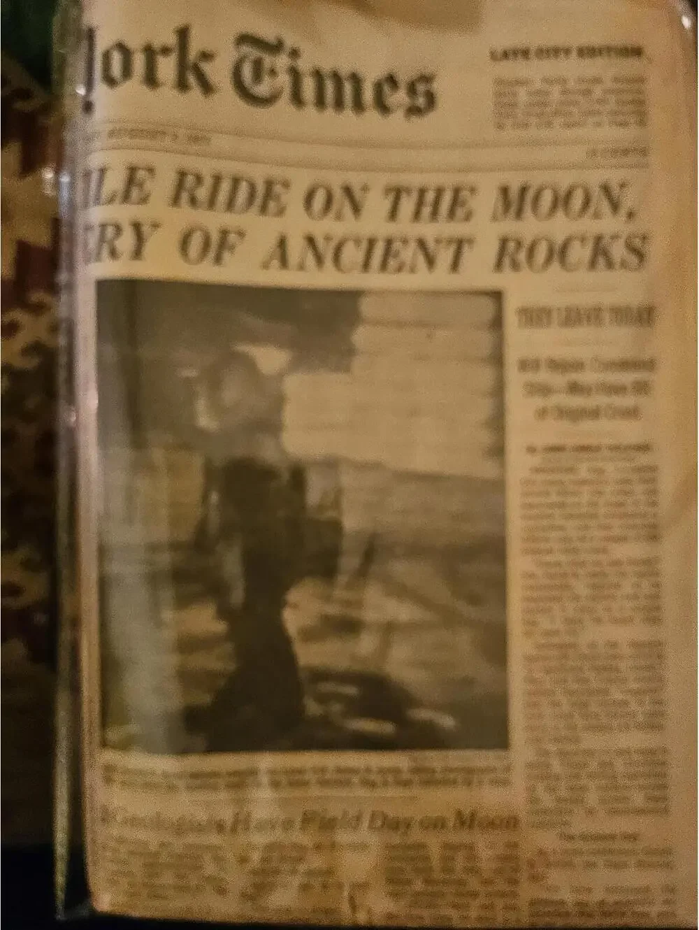 The New York Times , August 6th 1971 - Astronauts take 8 mile ride on the moon